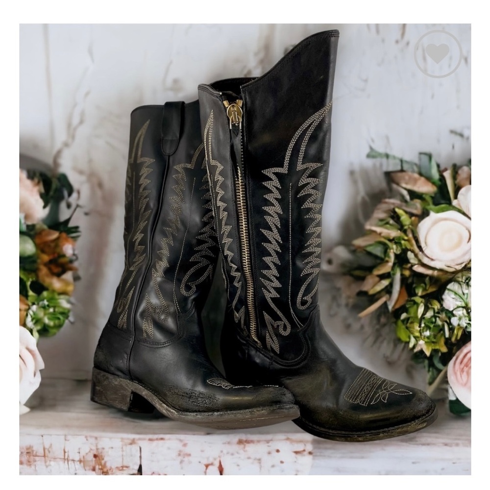 Golden Goose Deluxe Brand Iconic Golden Zip Cowboy Boots 9.5 40